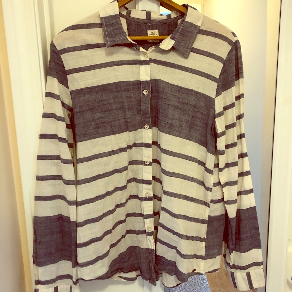 O’Neil striped cotton lightweight button down